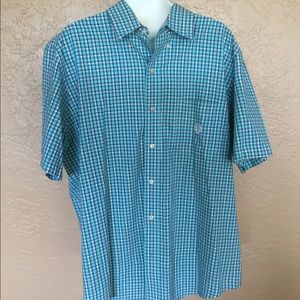 Chaps Blue Plaid Easy Care Logo Shirt L